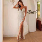 Women's Deep V-Neck Sequin Mermaid Evening Dress