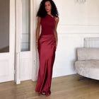 One-Shoulder Backless Bodycon Dress - Burgundy