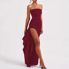 Strapless High-Slit Evening Dress
