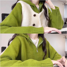 潮牌学生连帽卫衣针织开衫毛衣女秋冬时尚软糯纯色百搭外套上衣厚