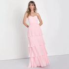 Strapless Ruched Tiered Maxi Dress