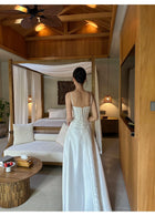 Satin Corset A-Line Maxi Dress - detail or back view