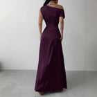 Women's One-Shoulder Satin Ruched Evening Dress