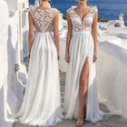 Lace A-Line Wedding Dress with Spaghetti Straps - product photo