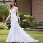 Long-Sleeve Lace Mermaid Wedding Dress with Open Back - product photo