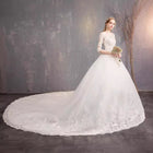 Long-Sleeve High-Neck Lace Ball Gown Wedding Dress - product photo 2