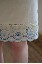 Embroidered Cotton Two-Piece Set Peter Pan Collar Blouse & Midi Skirt