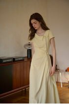 Women's Button-Front Midi Dress | French Style Fitted Dress with Adjustable Belt