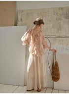 French Style Irregular Ruffle Chiffon Blouse Women 3/4 Sleeve Summer Casual Top