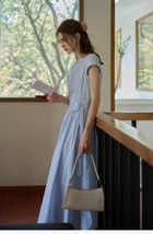 Women's Cotton Blend Belted Midi Dress | Casual A-Line Short Sleeve Summer Dress
