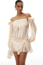 Plissé Draped Mini Dress