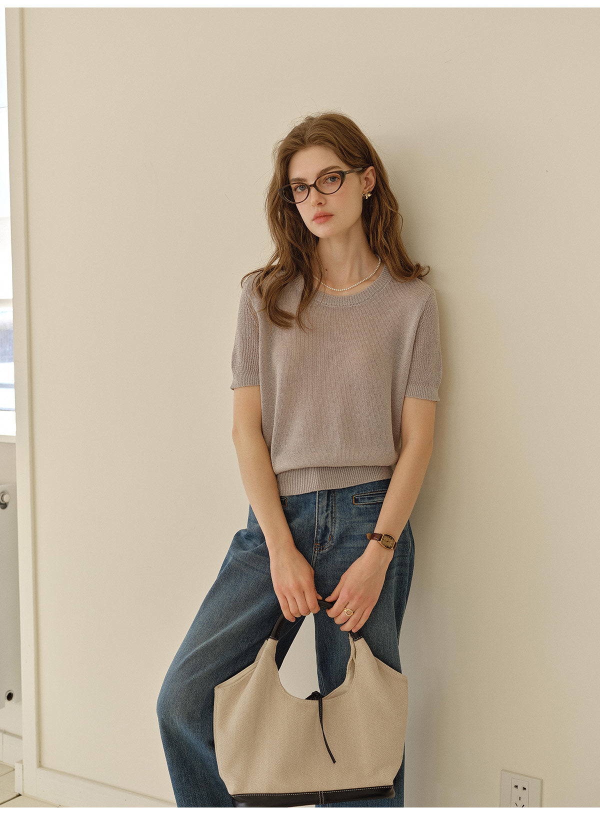 Breathable Lyocell Silk Short Sleeve Knit Top