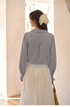 French Style Embroidered Cotton Lyocell Blouse Women Asymmetric Bow Collar Shirt