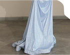 Blue Off-Shoulder Ruched Mermaid Prom Dress - garment detail