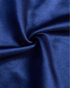 Navy Satin Keyhole-Neck Evening Midi Dress - garment detail