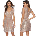 V-Neck Sequin Midi Dress