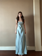 Sage Sequin-Bodice Satin Evening Dress - Sage