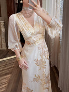 Floral V-Neck Chiffon Maxi Dress - garment detail