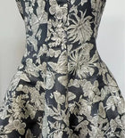 Black and Gold Botanical Jacquard Cocktail Dress - garment detail