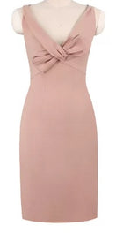 V-Neck Bow-Front Fitted Cocktail Dress - garment detail