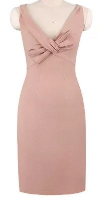 V-Neck Bow-Front Fitted Cocktail Dress - garment detail