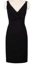V-Neck Bow-Front Fitted Cocktail Dress - garment detail