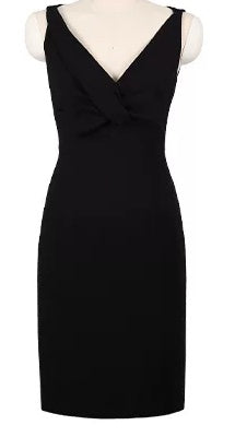 V-Neck Bow-Front Fitted Cocktail Dress - garment detail