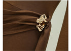 Off-Shoulder Brooch Detail Ruched Maxi Dress - Brown