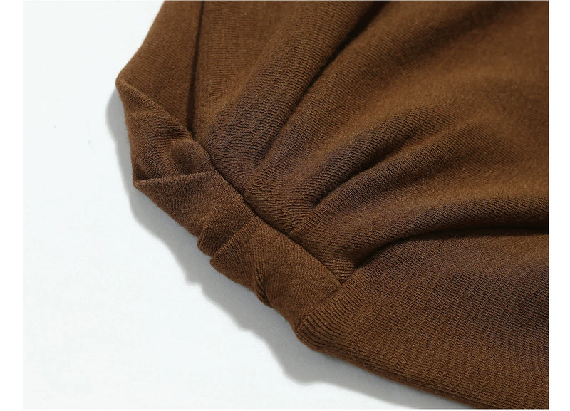 Off-Shoulder Brooch Detail Ruched Maxi Dress - Brown