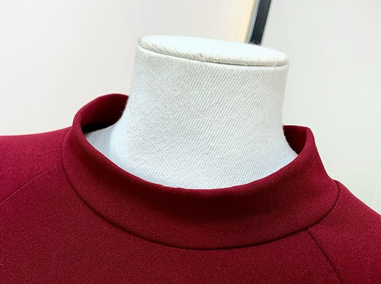 Red Floral-Applique Bow Party Dress - garment detail