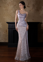 Lavender Sequin Mermaid Evening Gown - Lavender