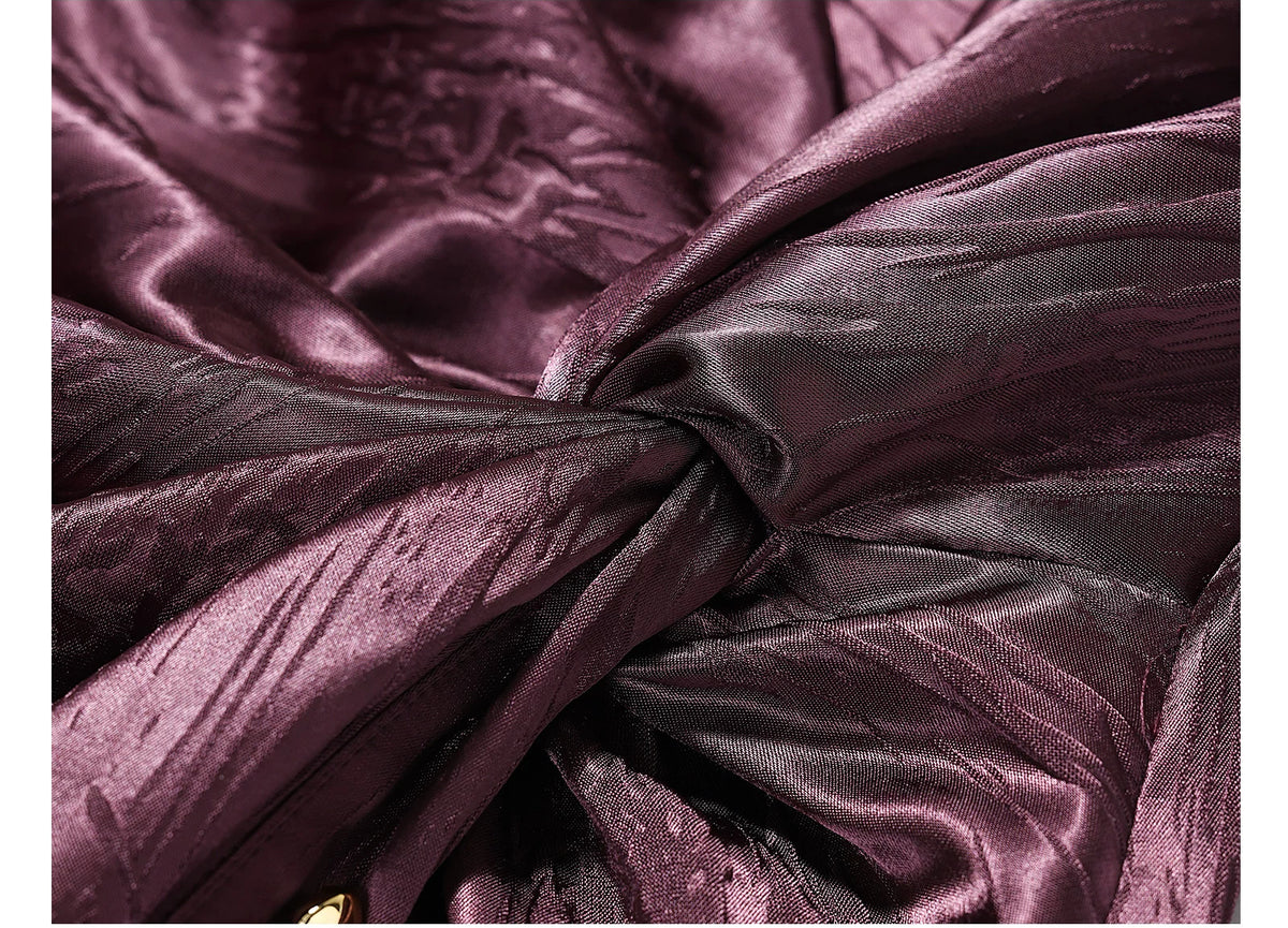 Satin Jacquard Twist Waist Slit Midi Dress - garment detail or back view