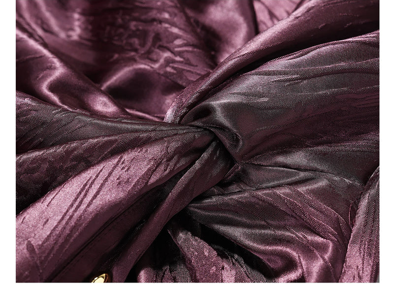 Satin Jacquard Twist Waist Slit Midi Dress - garment detail or back view