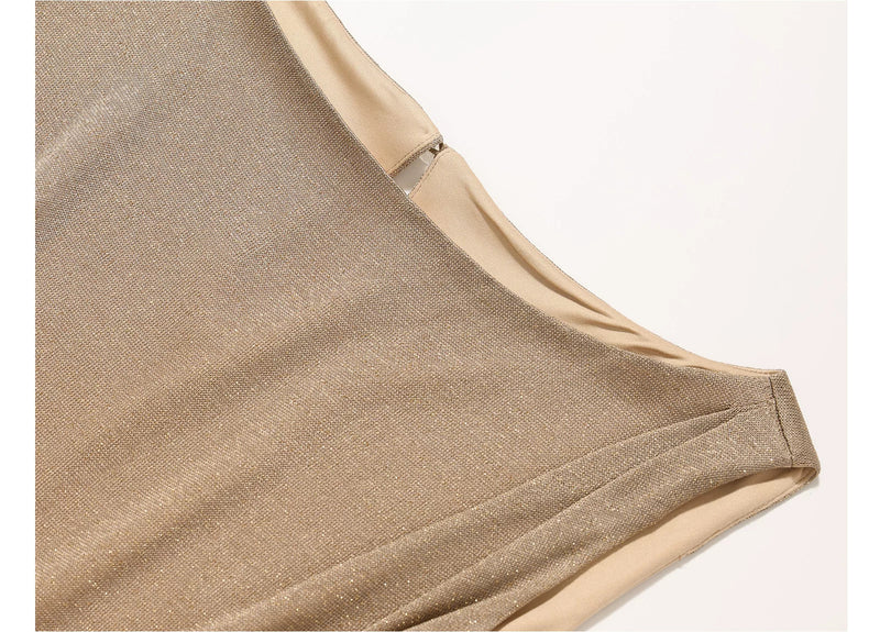 Metallic Knit Twist Waist Mermaid Dress - garment detail or back view