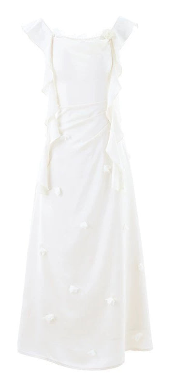 Lace-Trim Satin Mermaid Evening Dress - garment detail