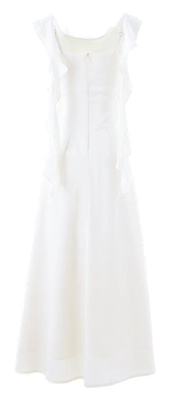 Lace-Trim Satin Mermaid Evening Dress - garment detail