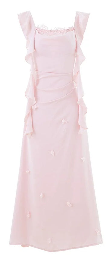 Lace-Trim Satin Mermaid Evening Dress - garment detail