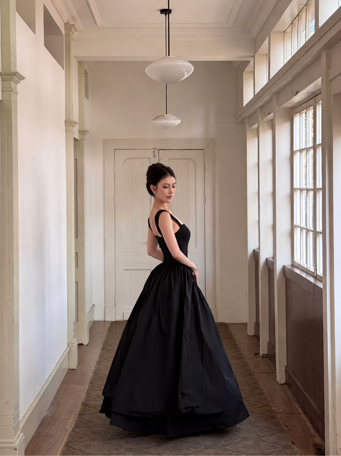 Black Sweetheart Full-Skirt Prom Maxi Dress - Black