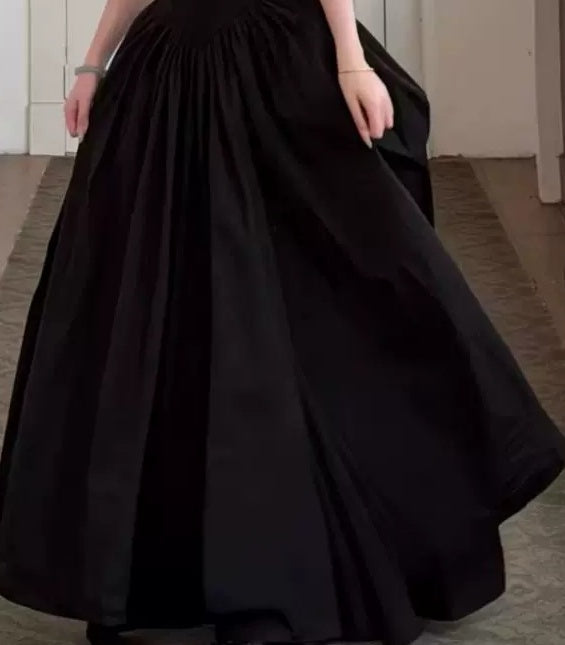 Black Sweetheart Full-Skirt Prom Maxi Dress - garment detail