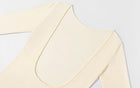 Boat-Neck Long-Sleeve Fitted Evening Maxi Dress - garment detail