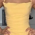 Yellow Ruched Strappy Prom Maxi Dress - garment detail