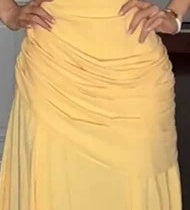 Yellow Ruched Strappy Prom Maxi Dress - garment detail