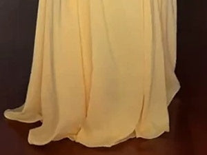 Yellow Ruched Strappy Prom Maxi Dress - garment detail