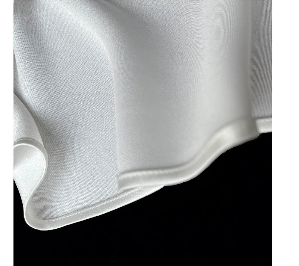 Square-Neck Satin Slit Maxi Dress - garment detail