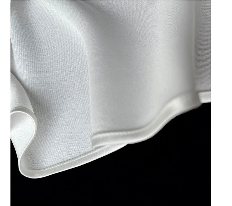 Square-Neck Satin Slit Maxi Dress - garment detail