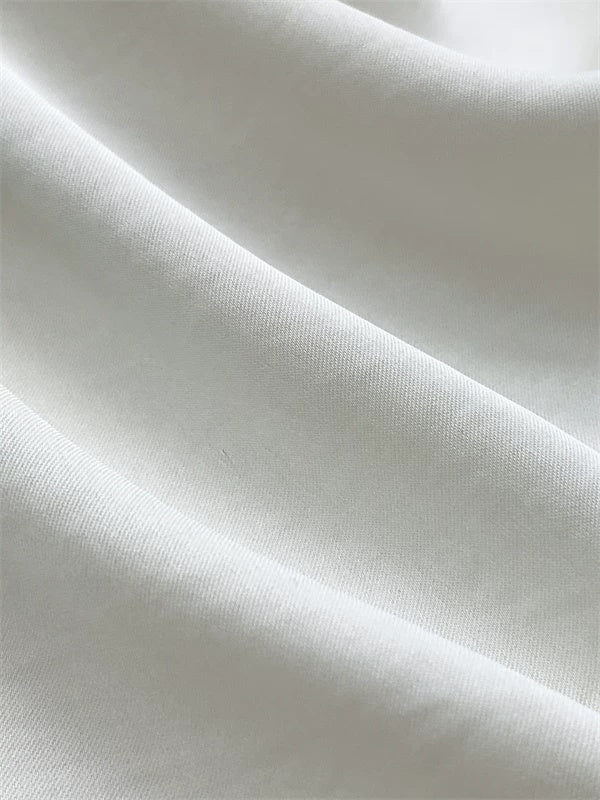 Ivory Scarf-Neck Satin A-Line Evening Dress - garment detail
