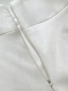 Ivory Scarf-Neck Satin A-Line Evening Dress - garment detail