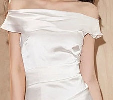 Ivory Asymmetric Drop-Waist Party Midi Dress - garment detail