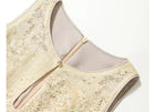 Embroidered Lace Mandarin Collar Midi Dress - garment detail or back view