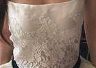 Ivory Lace-Bodice Black-Bow Party Midi Dress - garment detail
